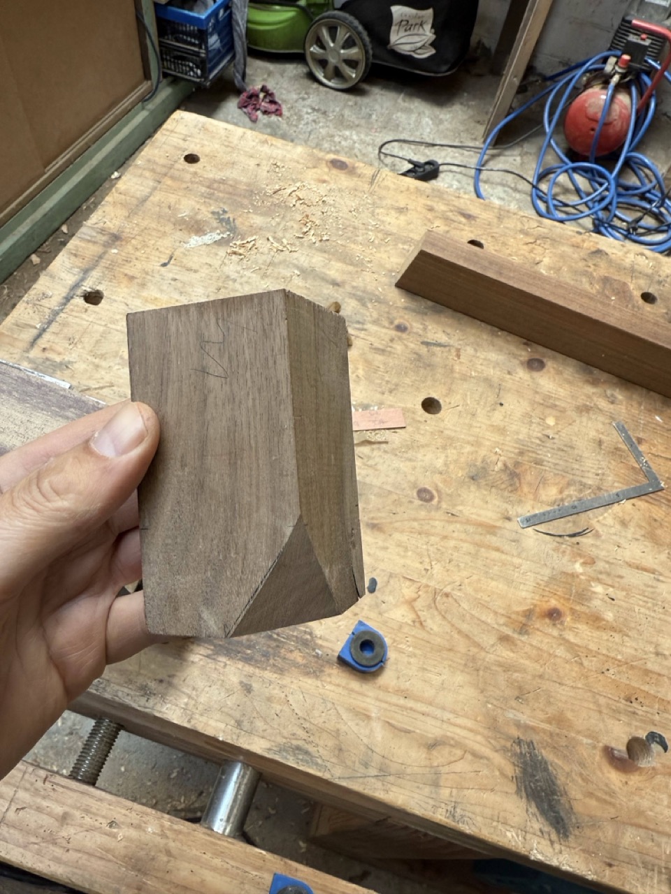 Faceted wooden vase