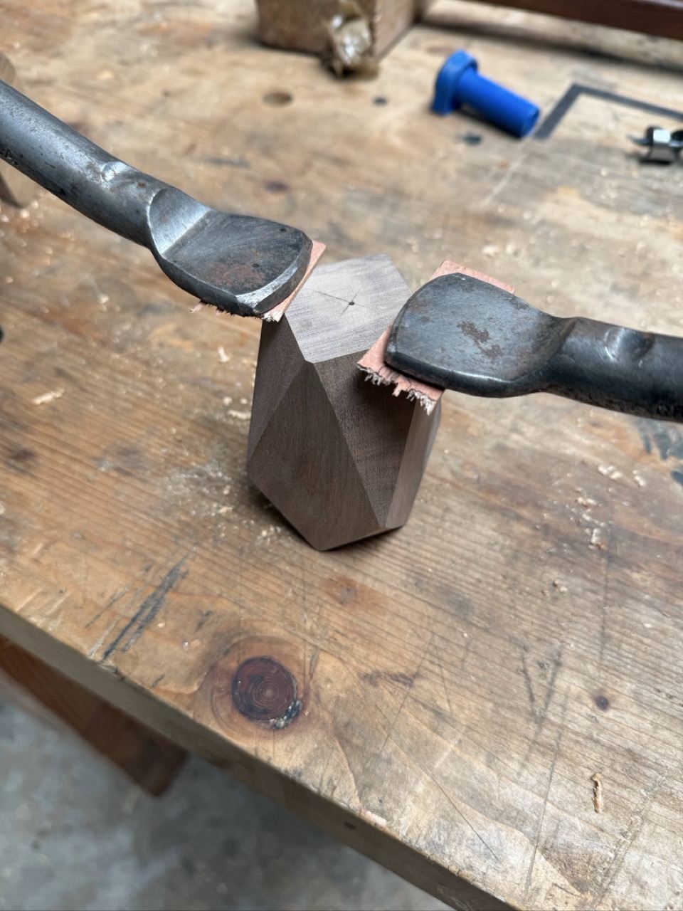 Faceted wooden vase